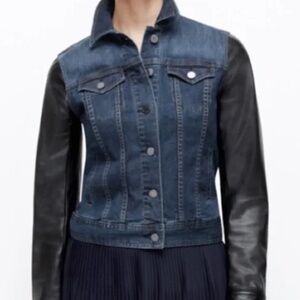 Ann Taylor Faux Leather Denim Jean Jacket NWOT XS